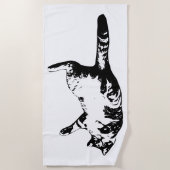 Monochrome Tabby Clarity ビーチタオル (正面)