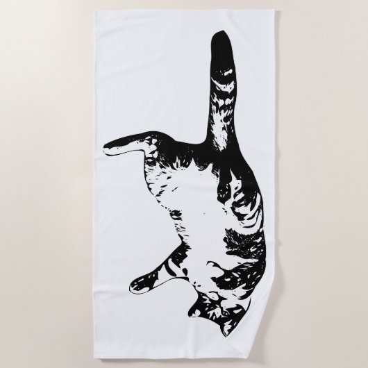 Monochrome Tabby Clarity ビーチタオル (正面)