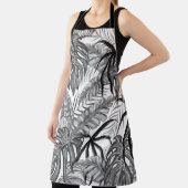 Monochrome Tropical Leaves Pattern | Elegant Black エプロン (インサイチュ)