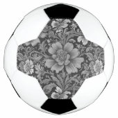 Monochrome Vintage Floral Pattern  サッカーボール (正面)