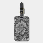 Monochrome Vintage Floral Pattern  ラゲッジタグ (正面縦)