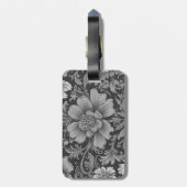 Monochrome Vintage Floral Pattern  ラゲッジタグ (裏面縦)