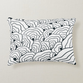 Monochrome Wave Pattern,  Modern Abstract Line Art アクセントクッション