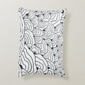 Monochrome Wave Pattern,  Modern Abstract Line Art アクセントクッション (裏面(縦))