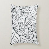 Monochrome Wave Pattern,  Modern Abstract Line Art アクセントクッション (正面(垂直))