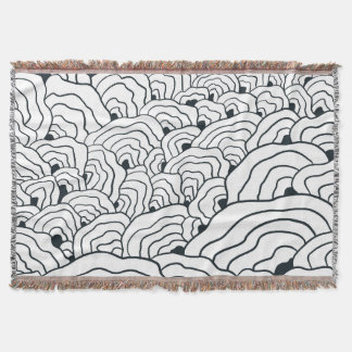 Monochrome Wave Pattern,  Modern Abstract Line Art スローブランケット