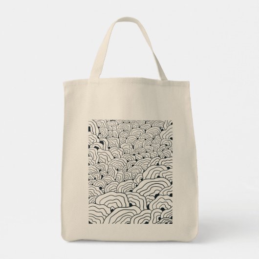 Monochrome Wave Pattern,  Modern Abstract Line Art トートバッグ (裏面)