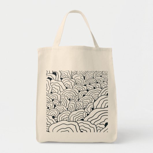 Monochrome Wave Pattern,  Modern Abstract Line Art トートバッグ (正面)