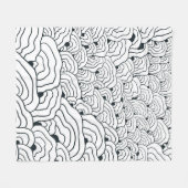 Monochrome Wave Pattern,  Modern Abstract Line Art フリースブランケット (正面(横))