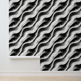 Monochrome Wavy Abstract Pattern – Minimalist Blac 壁紙