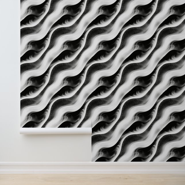 Monochrome Wavy Abstract Pattern – Minimalist Blac 壁紙 (アプリケーション)