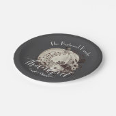 Monochrome Whimsical Autumn Pumpkin Thanksgiving ペーパープレート (アングル)