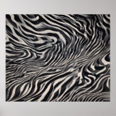 Monochrome Zebra Stripe Flow Abstract Pattern ポスター (正面)
