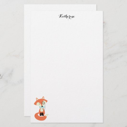 Monocleのヒップスターのアカギツネ 便箋 (正面/裏面)