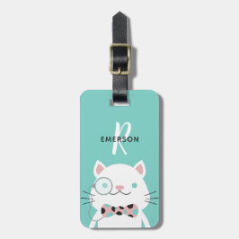 Monocle |のモノグラムを持つファンシーな猫 ラゲッジタグ