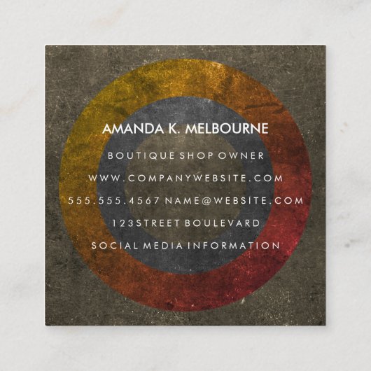 Monogramとテクスチャ付きカラーウェイ スクエア名刺 (裏面)