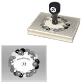 Monogramと上品なクリスマスリース ラバースタンプ (押印)