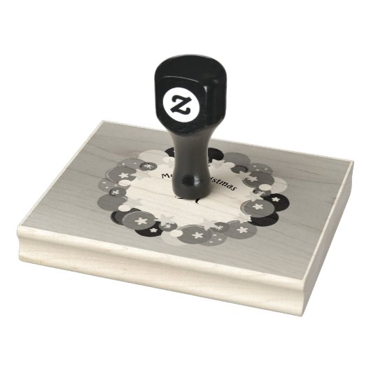 Monogramと上品なクリスマスリース ラバースタンプ (スタンプ)