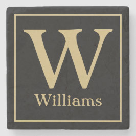 MONOGRAMと家族の姓（黒） ストーンコースター