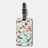 Monogramと鳥のすべてのプリント ラゲッジタグ (正面縦)