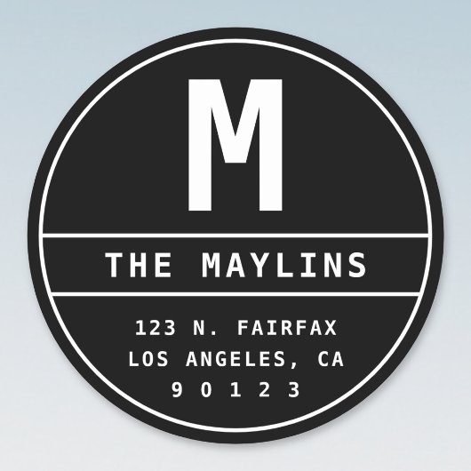Monogramによるカスタマイズ可能な差出人住所ラベル ラウンドシール