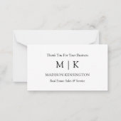 Monogramまたは追加ロゴのビジネス感謝のギフト ノートカード (正面)