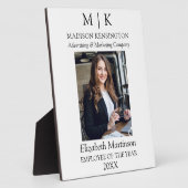 MonogramまたはAdd Logo Employee of the Year Business フォトプラーク (側面)