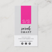 MONOGRAMイニシャルタブモダンブラックピンクグレー 名刺 (正面)