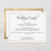 Monogramエレガントスクリプト金ゴールド結婚の詳細 エンクロージャーカード (正面/裏面)