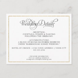 Monogramエレガントスクリプト金ゴールド結婚の詳細 エンクロージャーカード
