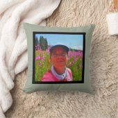 MONOGRAMグレー無地のと白の追加instagram写真 クッション (ブランケット)