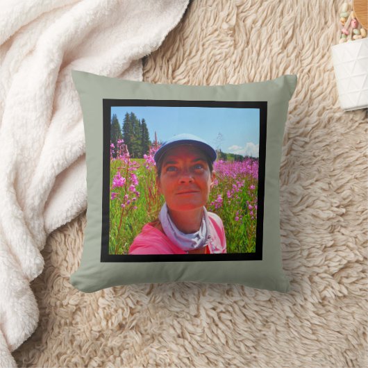 MONOGRAMグレー無地のと白の追加instagram写真 クッション (ブランケット)