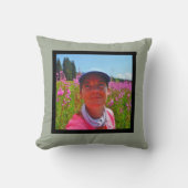 MONOGRAMグレー無地のと白の追加instagram写真 クッション (正面)