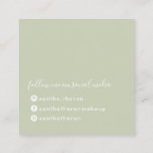 MONOGRAMスクリプエレガントトモダンミニマルセージ緑 スクエア名刺 (裏面)