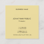 Monogramテンプレートエレガントブラックと金ゴールド スクエア名刺 (裏面)