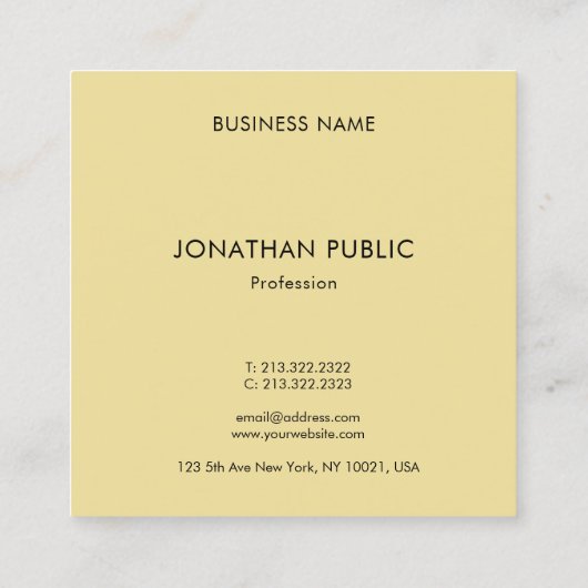 Monogramテンプレートエレガントブラックと金ゴールド スクエア名刺 (裏面)