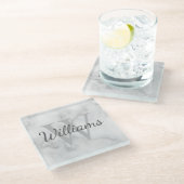 MonogramパーソナライズされたとName Marble Look ガラスコースター (アングル)