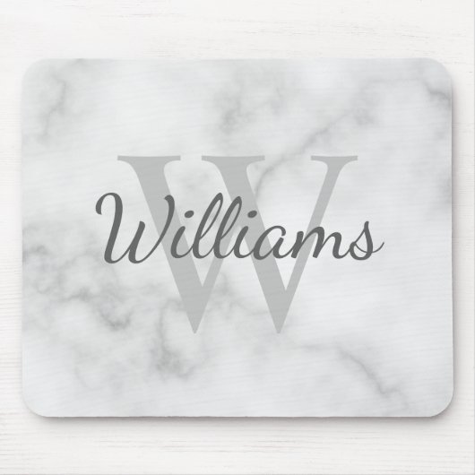 MonogramパーソナライズされたとName Marble Look マウスパッド (正面)