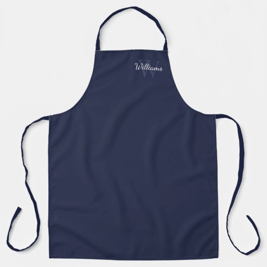 MonogramパーソナライズされたとName Navy Blue エプロン (正面)