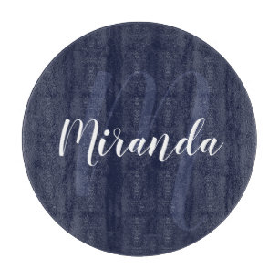 MonogramパーソナライズされたとName Navy Blue カッティングボード