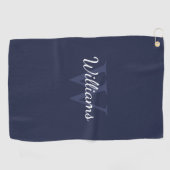 MonogramパーソナライズされたとName Navy Blue ゴルフタオル (横)