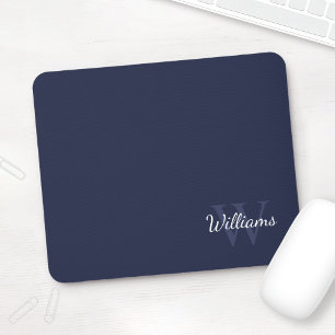 MonogramパーソナライズされたとName Navy Blue マウスパッド