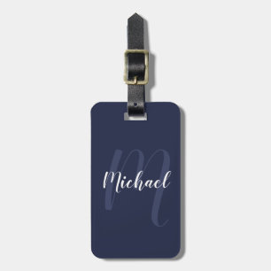 MonogramパーソナライズされたとName Navy Blue ラゲッジタグ