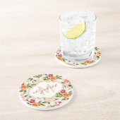 Monogramヴィンテージ水ビクトリアン色フローラ コースター (側面)