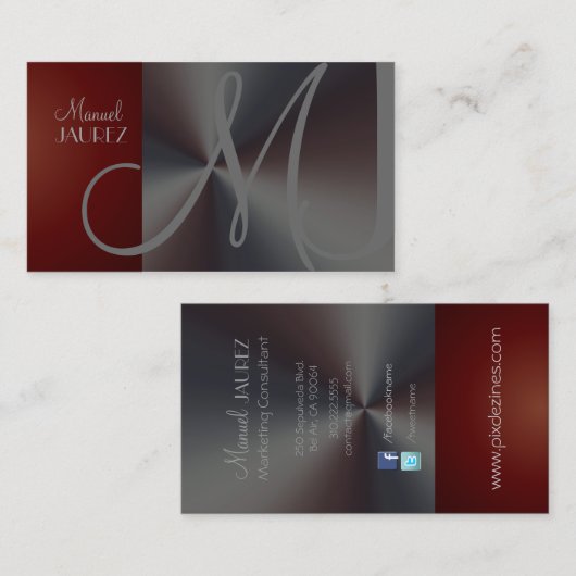 Monogram名刺つや消しスチフェイクール 名刺 (正面/裏面)