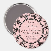 Monogram日付を保存するマグネットピンク マグネット (正面/裏面)