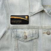 Monogram歯医者オフィス – ブラックと金ゴールド 名札 (インサイチュ)