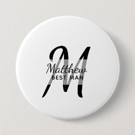 Monogram花婿介添人Groomsmen Groomsman名前の追加 缶バッジ