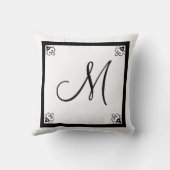 MONOGRAM黒無地のと白の追加instagram写真 クッション (裏面)