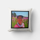 MONOGRAM黒無地のと白の追加instagram写真 クッション (正面)